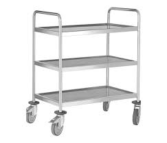 Chariot de service inox 3 étages - 90x50xH102cm